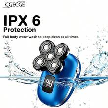 CGECGE Electric Shaver, Electric Bald Head Shaver, Rotary Shaver, IPX6 Waterproof, Wet And Dry Use, Easy To Clean, Contour To The Face, Floating Head, Screen Display, Type-C Charging, Underarm, Leg, Arm, Body Hair Removal Tool, Holiday Gift. - 藍色套裝 - 查看 8