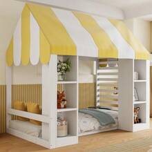 Country-Style Toddler Bed, 90 X 200 Cm, With Canopy, Open Storage At The Front, And Wooden Frame - 白色 - 查看 2