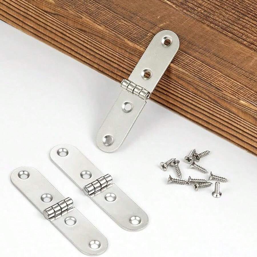 10pcs 180 Degree Folding Hinge, Rounded Long Strip Hinge Frame Accessories, Suitable For Tables, Computer Desks, Sewing Machines. - Hinge 64-14mm - View 1