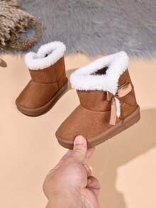 Infant New Snow Boots With Bow Decor - Brown - View 6