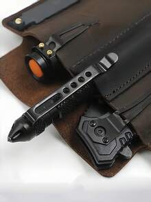1 Tactical Composite Leather Waist Bag - A Portable Tool And Flashlight Storage Bag With Multiple Compartments. Made Of Durable Composite Leather, It Can Safely Store Knives, Flashlights, Tools And Camping Equipment. - Tactical Waist Bag - View 2