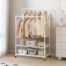 1pc Multifunctional Freestanding Coat Rack - With Wheels, Dual Hanging Rods And Top Shelf, Sturdy Metal Frame, Space-Saving Modern Design, Suitable For Home, Dorm, Bedroom - Multifunctional Indoor Storage Organizer, Clothing Storage Organizer - View 12