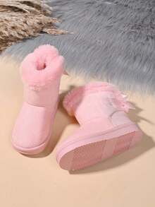Infant Fashion New Snow Boots With Bow Decoration - Pink - View 3
