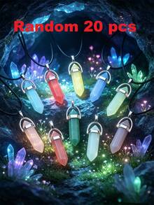 Random 1/10/15/20/30/50/100pcs Vibrant Chakra Crystal Pendants With Durable Leather Chain + Multi-Color Gemstone Set With Hexagonal Quartz, Energy Balance, Ideal Gift Choice - Multicolor - View 21