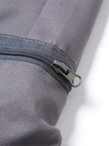 1pc Men's Outdoor Style Cargo Pants, Woven Twill Fabric With Zipper Large Pockets, Elastic Drawstring Waist, Suitable For Spring And Autumn Wear - Grey - View 7