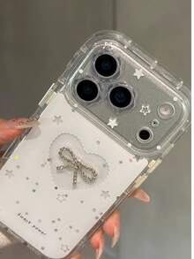 Premium Dopamine Colorful Rhinestone Phone Case Compatible With Apple 16 Pro Max, New 15, 16 Protective Cover, Niche Women's Style, Full Coverage Anti-Drop, Transparent Shell For IPhone 13, 14, 15 Pro, 18, 18 Pro Max - White - View 6
