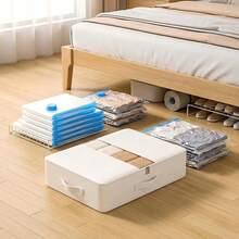 1/3pcs Underbed Storage Bags, Large Capacity Foldable Fabric Clothing And Bedding Storage Boxes With Transparent Window, Dual Zippers And Reinforced Handles, Dust-Proof Space-Saving, Suitable For Men And Women, Underbed, Closet, Wardrobe, Home, Travel And Moving - White - View 7