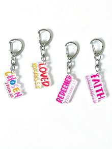 1pc/4pcs Inspirational Quote Letter Keychain, Personalized Style Pendant, Backpack Accessory, Handbag, Bag Charms, Car Keychain, Gifts For Friends - Multicolor - View 7