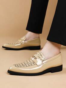 Men's Business Travel Dress Shoes, Slip-On Loafers, Casual Dress Shoes Suitable For Daily Commute, Office, Business Work, Wedding, Groomsman, Fashion Shoes, Dating, Dinner, Nightclub, Casual, Shopping, Light Formal, Banquet, Influencer Photo Shoot And Various Other Occasions - Yellow - View 7