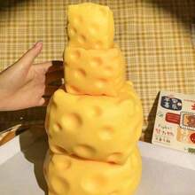 New Giant Cheese Squeeze Toy, Flour Filled, Square Cheese Ball Squeeze Toy, Realistic Bread Texture, Slow Rebound TPR Shell, Stress Relief Toy, Perfect Gift For Birthday, Christmas, Halloween, Easter - Multicolor - View 2