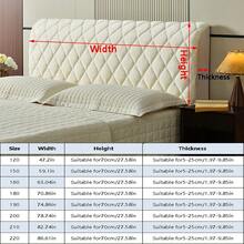 1 Piece Of Diamond-Shaped Heart Full-Wrap Ultra-Soft And Smooth Quilted Headboard Cover. Thick Milk Velvet Plain-Colored Back Cover For Dust Protection. Comfortable To Lean On. Elastic Pull On The Back. Room Headboard Decoration. - Dark Grey - View 10