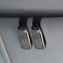 2件組汽車遮陽板亮面眼鏡夾，水晶水鑽眼鏡與卡片夾，閃亮鑽石車用配件，通用款適合女性男性 - 彩色 - 查看 14