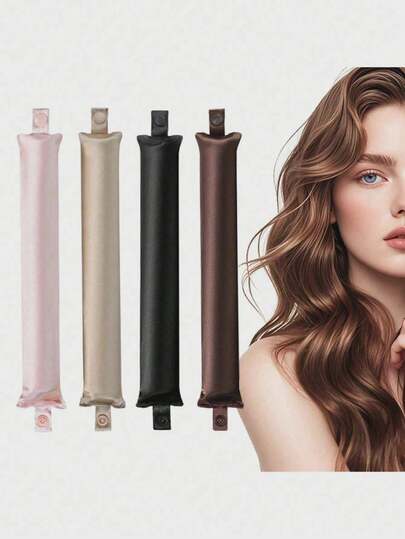 3/1pc Satin Curling Tool Set, Built-In Flexible Metal Wire, Bathroom Accessory, Bathrobe Hair Accessory, Filled With High Elasticity Rubber, Suitable For Daily Natural Hair, Lazy Vibe Curls; Minimalist Elegant Big Wave Sleep Curling Tool, Hair Styling Tool Set For European And American Market