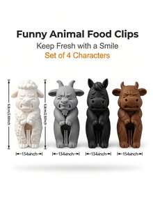 Set Of 4 Cute Animal Shaped Bag Clips, Suitable For Small Gifts, Can Seal Coffee, Grains, Candy And Snack Bags Tightly, Perfect As Housewarming Gift, Also A Fun Collectible For Snack Lovers And Home Decor Enthusiasts - View 6