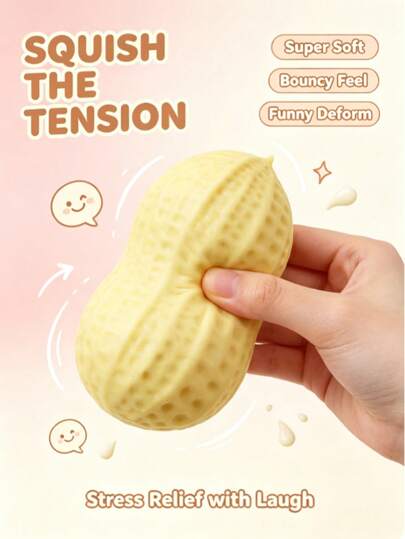 1pc Peanut Stress Ball, Crunchy Squeeze Ball, Soft & Chewy Toy, Butter-Like Soft Touch Stress Relief Toy, ASMR Sensory Decompression Toy, Suitable For Adults, Birthday Gift, Holiday Gift, Perfect Gift, Squishy, Squishy Toys, Squeeze, Slow Rebound, Crunchy Squish, Crunchy Butter Squish, Squeeze Ball, Soft Tpr, Toys For Adults Girl, Asmr, Gift, Sqiushy, Halloween, Slushy Ball