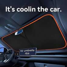 Car Front Windshield Sun Shade, Convenient Storage Design, No-Drill Car Sun Shade Canopy, Full Edge Seamless Fit, Equipped With High-Density Blackout Fabric With Reflective Coating, Protects Car Interior, Effectively Blocks Sunlight, Car Privacy Curtain, Compactly Storable In Car Door Storage Bag, Universal Fit For Sedan, SUV And Truck, Durable Car Interior Protection Accessory - Long - View 3