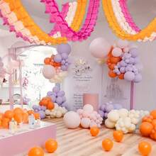 12pcs Clover Garland Party Decorations, Bright Pink & Orange Tassel Paper Hanging Ornaments, Reusable, Suitable For Parties, Baby Showers, Graduation Ceremonies, Weddings, Family Gatherings, Autumn Sunset Festivals, Thanksgiving And More - Four-leaf Clover Latte Art - View 8