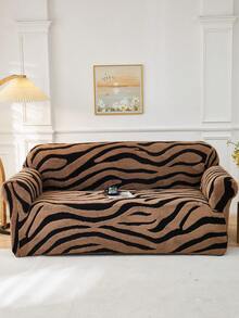 1PC Cationic Soft Cotton Plush Pet-Friendly Anti-Dirt Anti-Dust Sofa Cover, Embossed Plush Jacquard Zebra Stripe Multi-Color Rich Autumn/Winter Thickened Jacquard Plush Sofa Cover For 1/2/3/4 Seater Sofas - Multicolor - View 5
