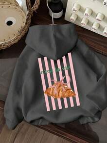 Tween Girl Fun Graphic Print Pullover Sweatshirt, Warm & Comfortable Thermal Lined Pullover Sweatshirt For Autumn/Winter - Dark Grey - View 2