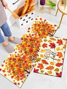 1/2件裝 Hello, Autumn 感恩節楓葉圖案復古矽藻土地墊，超吸水防滑快乾，適用浴室、廚房與餐廳，可機洗，居家裝飾與浴室地墊禮物 - 彩色 - 查看 7