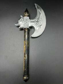 1 Stück Halloween dunkler Stil Cosplay Streitaxt Requisite Waffe für Party Aufführung, handbemalte Axtkopf [handbemalt, Farbe kann ungleichmäßig sein, beeinträchtigt die Verwendung nicht] - Verschiedenfarbig - Übersicht 3