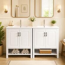 76.5 X 47 X 83 Cm, Freestanding Vanity, Fully Lacquered, Double-Door Cabinet, Storage In Various Sizes - 白色 - 查看 3