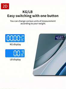 1pc Light Luxury Blue-Gray Curved Texture Scale/ Suitable For Small Scale,Household Scale,Compact Scale,Bathroom Scale /Easy To Apply /Measures Weight Up To 400 Lb/180kg,Tempered Glass Surface,Temperature Detection,Uses AAA ( Not Included) - Multicolor - View 6