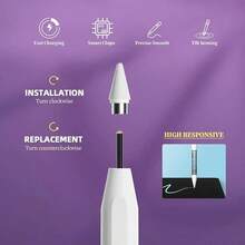 Compatible With IOS/Android Tablets - Fast Charging, High Precision Sensitive Capacitive Stylus Compatible With Apple Pencil. , Compatible With IPhone, Galaxy, Kindle And All Universal Touchscreen Devices. Suitable For Laptops, Universal Capacitive Stylus Compatible With IOS/Android/ Tablets, Tilt Pressure Sensitivity, Anti-Mistouch, High Precision Stylus, Suitable For All Touchscreen Devices - White - View 8