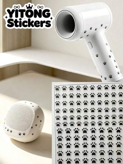 1pc Minimalist Black & White Mini Cat Paw Sticker, Waterproof Self-Adhesive No-Residue Decorative Decal For Hair Dryer, Small Speaker, Laptop, Phone Case, Water Bottle, INS Cold Aesthetic Neutral Simple Adult Digital Home Appliance Portable Small Item Decoration, Suitable For Age 18+