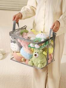 1pc Large Capacity Toy Storage Bag, Doll Storage Organizer Box, Student Book Waterproof Storage Bag, Toy Storage Bag, Multi-Functional Portable Miscellaneous Storage Bag, Student Book Transparent Thickened Waterproof Storage Bag, Transparent Desktop Storage Box For Home - Clear - View 2