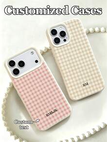 1pc Customizable Personalized Text & Letter Monogram Bohemian Pattern Phone Case, Compatible With IPhone 17 Pro Max/17 Air/16E/16 Pro Max/15/14 Plus/13/12/11, S24/20 Ultra/A52S/A31A21S/A13/A05S, Note 13 Pro Plus/Note 10/Note 12C/Note 13C, Made Of TPU Material, Suitable For Personal Use Or As A Holiday Gift For Best Friends, Family, And Friends, Versatile For Various Occasions - White - View 1