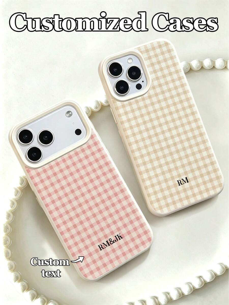 1pc Customizable Personalized Text & Letter Monogram Bohemian Pattern Phone Case, Compatible With IPhone 17 Pro Max/17 Air/16E/16 Pro Max/15/14 Plus/13/12/11, S24/20 Ultra/A52S/A31A21S/A13/A05S, Note 13 Pro Plus/Note 10/Note 12C/Note 13C, Made Of TPU Material, Suitable For Personal Use Or As A Holiday Gift For Best Friends, Family, And Friends, Versatile For Various Occasions - White - View 1