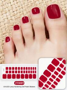 Cross-Border New Arrival Semi-Cured Gel Summer Toe Nail Stickers, Glitter Flash Design, In Stock Wholesale, Waterproof & Long-Lasting - Red - View 7