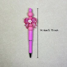 5支裝水鑽蝴蝶結DIY串珠旋轉式原子筆,適合課堂學習筆記、商務會議記錄,可隨個人喜好自由增減彩色珠子,手工閃亮蝴蝶結珠飾獨特筆桿,多入文具組 - A - 查看 11