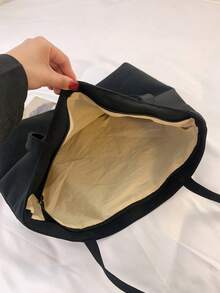 Women's Summer 2026 New Vintage Shoulder Tote Bag, Solid Color Popular Large Capacity Commuter Handbag, Underarm Bag - Black - View 10