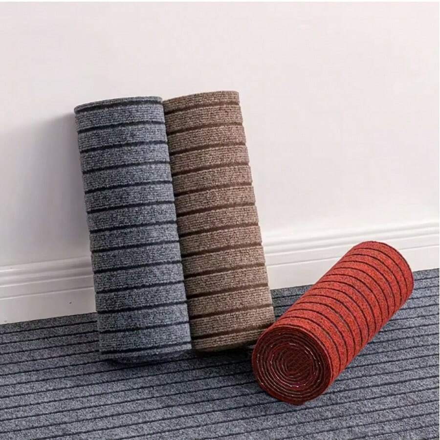 Durable Non-Slip Striped Floor Mat, Easy To Clean, Indoor/Outdoor Use, Red, Brown, Gray Striped Options, Multiple Sizes Available
