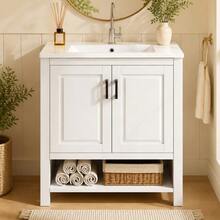 76.5 X 47 X 83 Cm, Freestanding Vanity, Fully Lacquered, Double-Door Cabinet, Storage In Various Sizes - 白色 - 查看 4