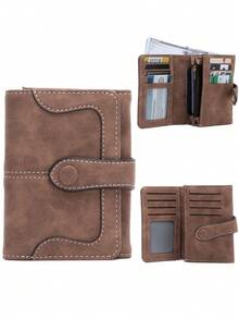 FOREVER MIYIN Dompet Kecil Lipat Tiga Wanita dengan Jahitan Vintage Matte, Pemblokir RFID, Banyak Slot Kartu, Jendela ID, Kantong Koin dengan Resleting, Tempat Kartu Harian - MultiWarna - View 15