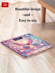 Butterfly Lightweight Purple Body Weight Scale, Throom With Backlit LED Display, High Precision, Max Capacity 400 Lbs/180 Kg - Multicolor - View 7