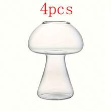 1/2/4/6pcs Mushroom Shaped Glass Cups, Transparent Mushroom Glass Beverage Cups, Creative Design Party Glassware, Suitable For KTV Bars, Clubs And Bistros, Heat-Resistant Borosilicate Glass, Reusable, Suitable For Juice, Milk Tea And More, Hand Wash Only, Creative Party Supplies - Transparent - View 12