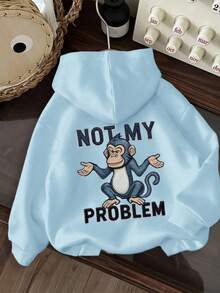 Tween Boy Fun Print Pullover Sweatshirt, Warm And Comfortable Thermal Lined Pullover Sweatshirt For Autumn/Winter - Baby Blue - View 2
