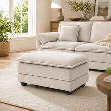 Corduroy Ottoman For Sectional Sofa Couch For Living Room, Apartment - Beige - View 3