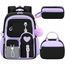 3pcs Fashion Backpack Handbag Portable Small Bag Set, With Pom Pom Pendant, 15.6 Inch Laptop Backpack, Large Capacity Multi-Compartment Casual Backpack, Outdoor Beach Camping Travel Bag With Trolley Sleeve - Sets - View 12
