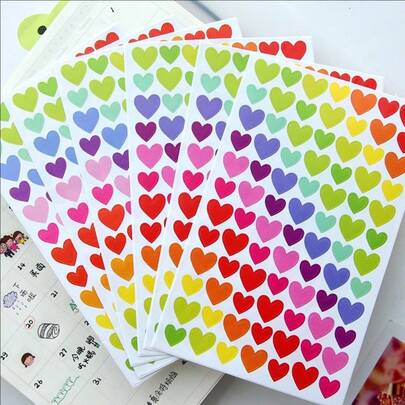 Colorful Heart-Shaped Stickers, Rainbow Heart Planner Supplies, Creative Reward Stickers With Heart Decoration, Handmade Decorative Stickers, Scrapbooking Materials, Stationery Stickers, Birthday Gift