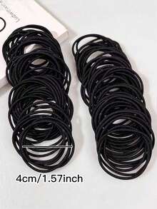 100pcs Women's Solid Color Basic Hair Ties, High Elasticity Hair Bands, Minimalist Style, Meet Daily Hairstyle Needs, Women's Hair Accessories. Suitable For Daily Casual Use. - Multicolor - View 3