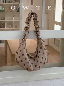 low tea 1 Stück Punkt Halbmond-förmige PU-Stoff Schultertasche, verstellbarer Riemen, geeignet für Pendeln, Einkaufen und mehr - Helles Khaki - Übersicht 6