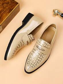 Men's Business Travel Dress Shoes, Slip-On Loafers, Casual Dress Shoes Suitable For Daily Commute, Office, Business Work, Wedding, Groomsman, Fashion Shoes, Dating, Dinner, Nightclub, Casual, Shopping, Light Formal, Banquet, Influencer Photo Shoot And Various Other Occasions - Yellow - View 1