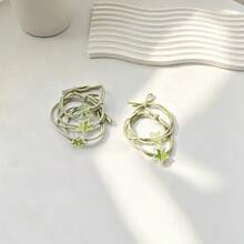 5pcs Minimalist Green Pentagram Bracelet & Hair Tie Dual-Use Cute Star Hair Rope Women's Hair Accessories Popular Girl Hair Bands - Green - View 3