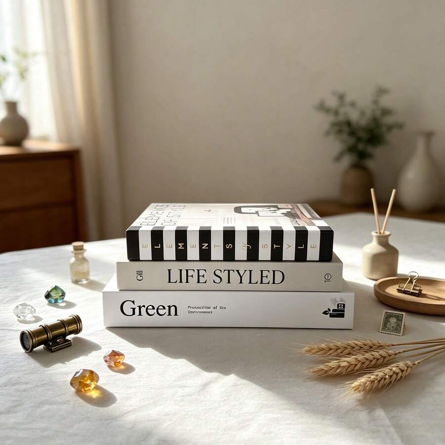2/3Pcs Modern Minimalist Nordic Indoor Faux Book Decor For Showroom, Villa, Hotel Soft Furnishing, Desktop Ornament, Home Decoration