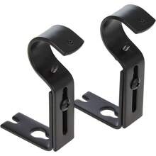 Paquete de 2 soportes ajustables para barra de cortina de metal, negro, ancho de instalación 7–11 cm, apto para barras de hasta 25 mm de diámetro, montaje en pared para barras de cortina - Negro - Ver 7